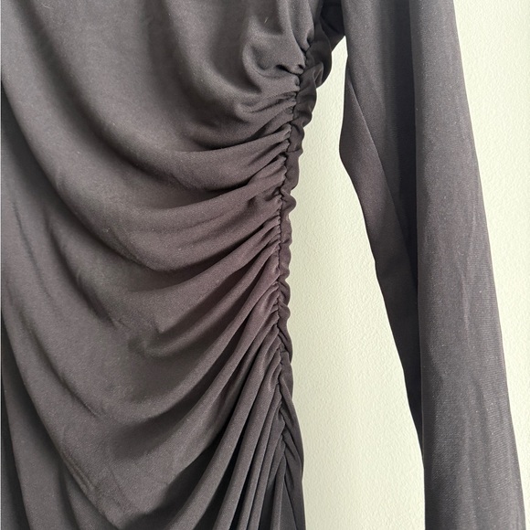 Zara Black Ruched Long Sleeve Dress - Picture 3 of 6